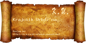 Krajcsik Urbána névjegykártya